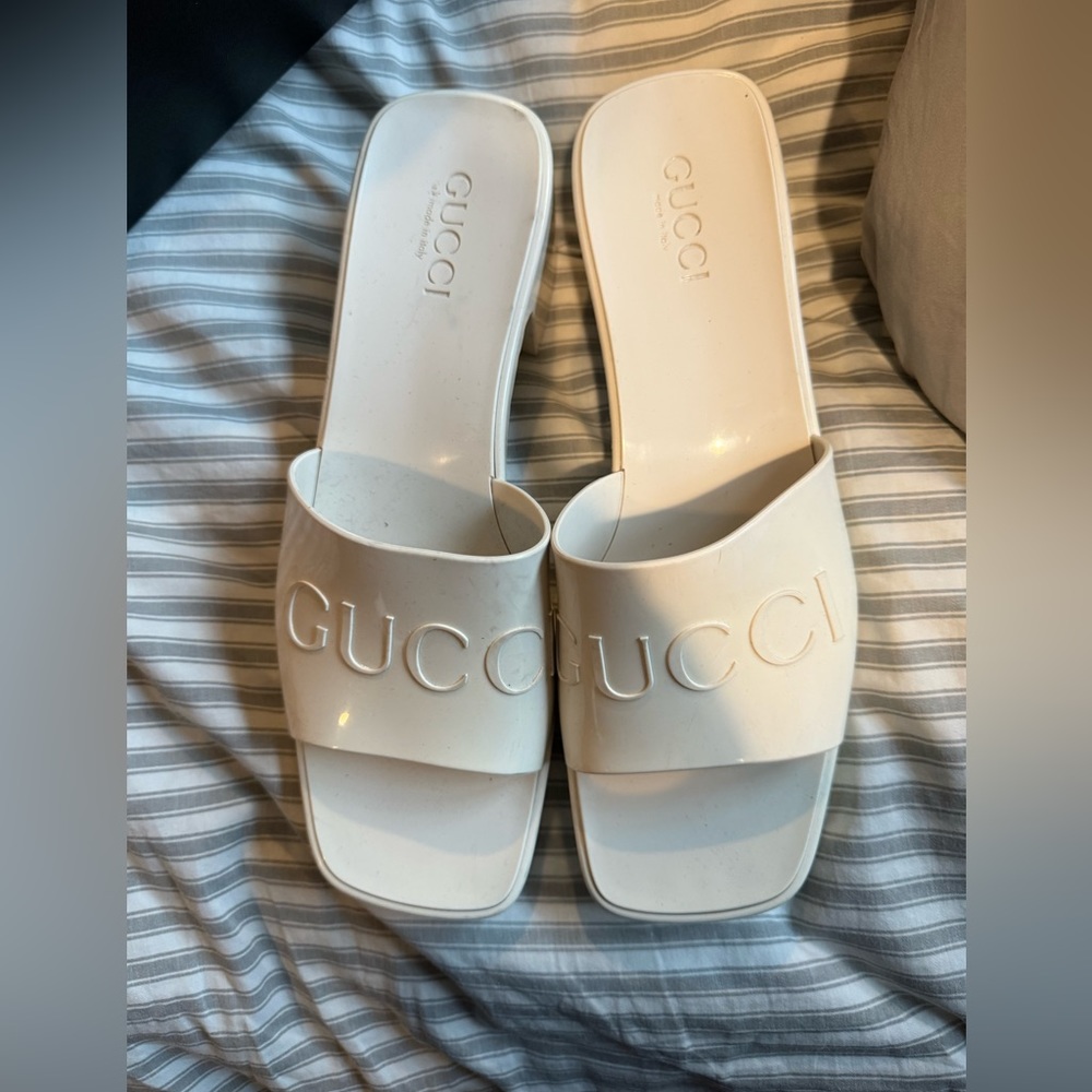 Gucci Rubber Sandals White- AUTHENTIC